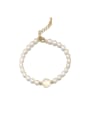 thumb Brass Imitation Pearl Flower Minimalist Handmade Beaded Bracelet 0