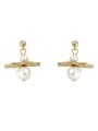 thumb Brass Imitation Pearl Geometric Minimalist Stud Trend Korean Fashion Earring 0