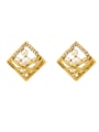 thumb Brass Imitation Pearl White Geometric Dainty Stud Trend Korean Fashion Earring 0
