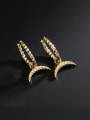 thumb Brass Cubic Zirconia Moon Vintage Earring 0