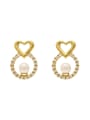 thumb Brass Cubic Zirconia Heart Minimalist Stud Trend Korean Fashion Earring 1