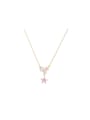 thumb Brass Cubic Zirconia Pink Star Dainty Necklace 0