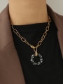thumb Brass Geometric Hollow Chain  Hip Hop Necklace 1