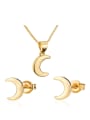 thumb Brass  Moon Earring and Necklace Set 0