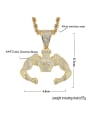 thumb Brass Cubic Zirconia Strong muscle man Hip Hop Necklace 2