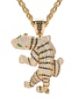 thumb Brass Cubic Zirconia Tiger Hip Hop Necklace 0