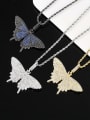 thumb Brass Cubic Zirconia Butterfly Hip Hop Necklace 3