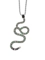 thumb Brass Cubic Zirconia Snake Hip Hop Necklace 0