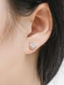 thumb 925 Sterling Silver Glass Stone Round Dainty Stud Earring 1