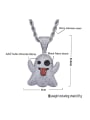 thumb Brass Cubic Zirconia Ghost Hip Hop Necklace 2