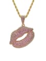 thumb Brass Cubic Zirconia Mouth Hip Hop Necklace 0
