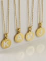 thumb Stainless steel Shell Letter Minimalist Round Pendant Necklace 3