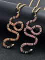 thumb Brass Cubic Zirconia Snake Hip Hop Necklace 3