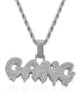 thumb Brass Cubic Zirconia Letter Trend Necklace 1