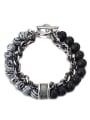 thumb Titanium Steel Obsidian Geometric Hip Hop Beaded Bracelet 3