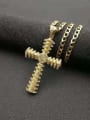 thumb Titanium Steel Rhinestone Cross Vintage Regligious Necklace For Men 3