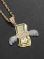 thumb Brass Cubic Zirconia wing dollar Hip Hop Necklace 1