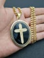 thumb Titanium Rhinestone Religious Vintage Cross Pendant Necklace For Men 4