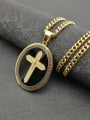 thumb Titanium Rhinestone Religious Vintage Cross Pendant Necklace For Men 1