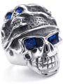 thumb Stainless steel blue eyes Skull Vintage Band Ring 1