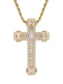 thumb Brass Cubic Zirconia Cross Hip Hop Necklace 0