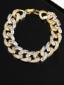 thumb Brass Cubic Zirconia Irregular Chain Hip Hop Link Bracelet 0