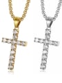 thumb Titanium Rhinestone Cross Classic Regligious Necklace For Men 0