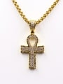 thumb Brass Rhinestone Cross Vintage Regligious pendant Necklace 3