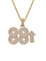 thumb Brass Cubic Zirconia Round Hip Hop Necklace 0