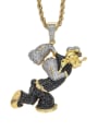 thumb Brass Cubic Zirconia Popeye Hip Hop Necklace 0