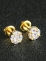 thumb 925 Sterling Silver Cubic Zirconia Round Hip Hop Stud Earring 2