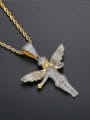 thumb Brass Angel Cubic Zirconia Wing Hip Hop Necklace 2