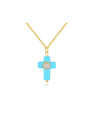 thumb Stainless steel Natural Stone Cross Trend Necklace 0