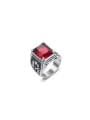 thumb Stainless steel Cubic Zirconia Square Vintage Band Ring 0