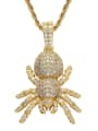 thumb Brass Cubic Zirconia Spider Hip Hop Necklace 0