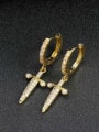 thumb Brass Cubic Zirconia Cross Hip Hop Cluster Earring 1