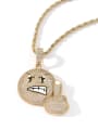 thumb Brass Cubic Zirconia angry expression Hip Hop Necklace 1
