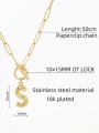 thumb Titanium Steel Letter Minimalist Hollow Chain Necklace 4