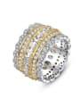 thumb Brass Cubic Zirconia Round Hip Hop Band Ring 3