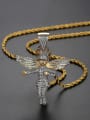 thumb Brass Angel Cubic Zirconia Wing Hip Hop Necklace 1