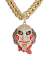 thumb Brass Cubic Zirconia Fright mask doll Hip Hop Cuban Necklace 0