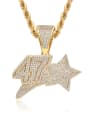 thumb Brass Cubic Zirconia Number Hip Hop Necklace 0