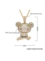thumb Brass Cubic Zirconia Frog Hip Hop Necklace 2