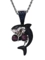 thumb Brass Cubic Zirconia Dolphin Hip Hop Necklace 1