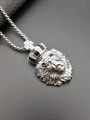 thumb Titanium Rhinestone Lion Crown Hip Hop Necklace For Men 2