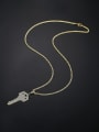 thumb Brass Cubic Zirconia Key Hip Hop Necklace 1