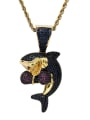 thumb Brass Cubic Zirconia Dolphin Hip Hop Necklace 0