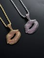 thumb Brass Cubic Zirconia Mouth Hip Hop Necklace 1