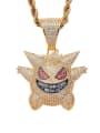 thumb Brass Cubic Zirconia Geng Ghost Hip Hop Necklace 3