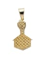 thumb Brass Cubic Zirconia Fist House Hip Hop Necklace 2
